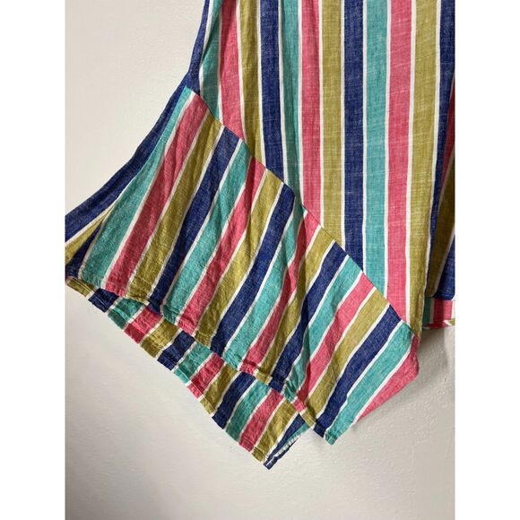 For Cynthia Rainbow Striped Asymmetrical Tunic Tank Womens Sz L Lagenlook - Picture 2 of 7